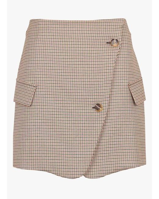 Jupe Courte En Jacquard Pied De Poule Femme Imperial en coloris Natural
