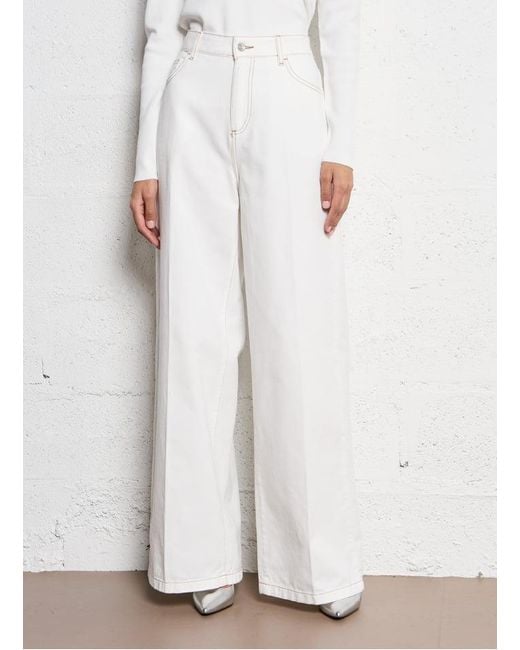 Jean Large Taille Haute En Coton Femme Liu Jo en coloris White