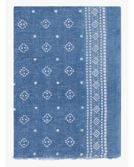 Foulard Imprimé En Lin Gerard Darel en coloris Blue