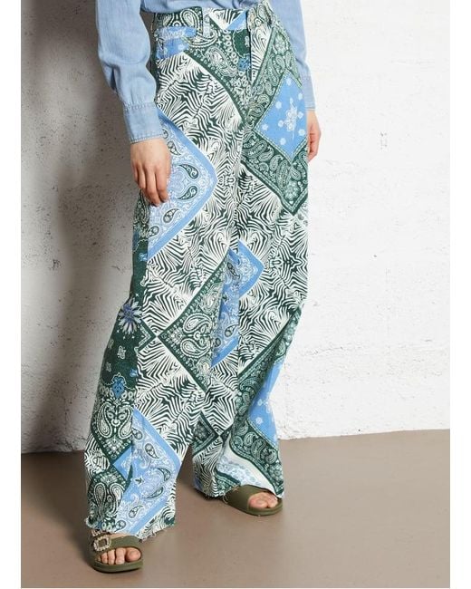 Pantalon Large En Coton Mélangé Femme Liu Jo en coloris Blue