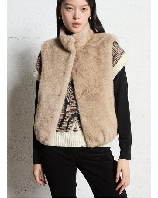 Gilet Sans Manches Effet Fourrure Femme MAISON 123 en coloris Natural