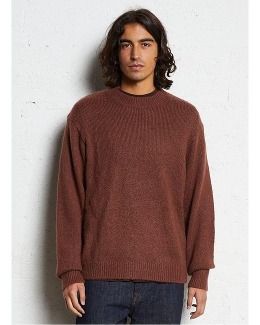 Pull Col Rond Solid pour homme en coloris Brown