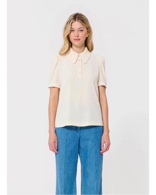 Polo Manches Courtes À Boutons Bijoux Femme Tara Jarmon en coloris Natural