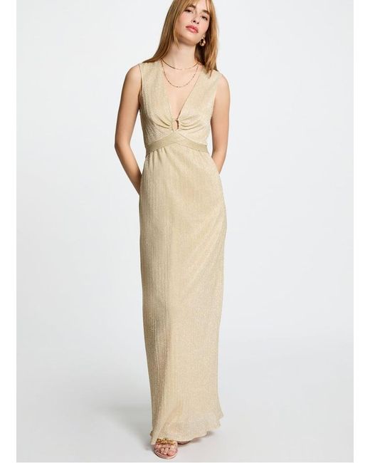 Robe Longue Col V Sans Manches Pailletée Femme Morgan en coloris Natural