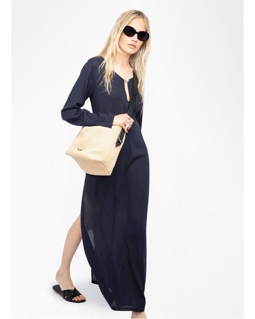 Robe Longue Col V En Coton Mélangé Femme Zadig & Voltaire en coloris Blue