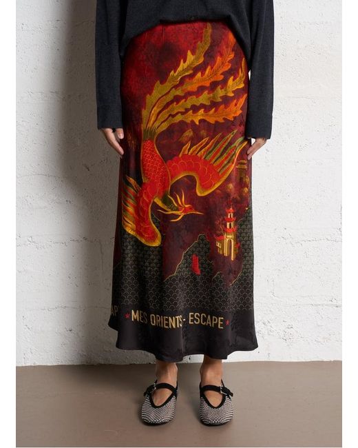 Jupe Midi Imprimée Femme Mes Demoiselles en coloris Red