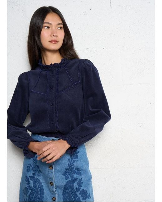 Blouse Droite Col Rond En Coton Femme La Petite Etoile en coloris Blue