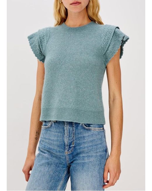 Pull Sans Manches Uni À Volants Femme Rails en coloris Blue