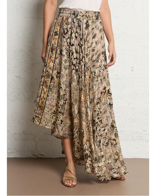 Jupe Midi Asymétrique Imprimée Femme Mes Demoiselles en coloris Brown
