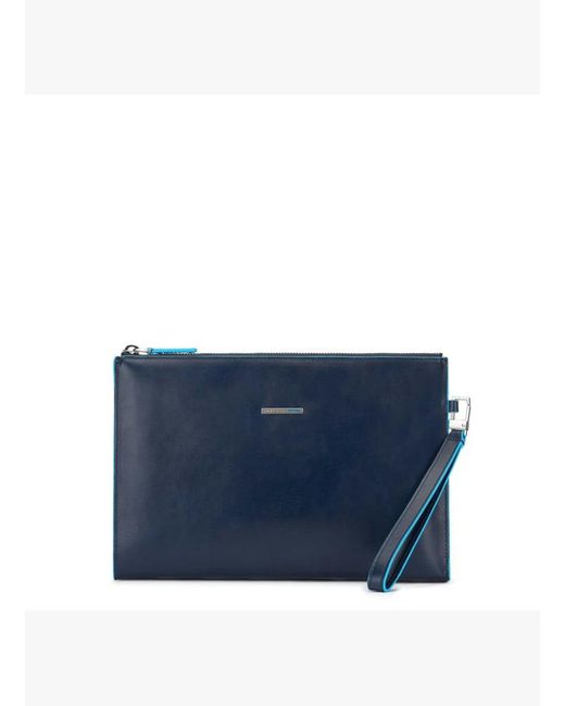 Pochette Homme En Cuir Pour Ipadmini Avec Poche À Lunettes Et Poignée Amovible Piquadro pour homme en coloris Blue