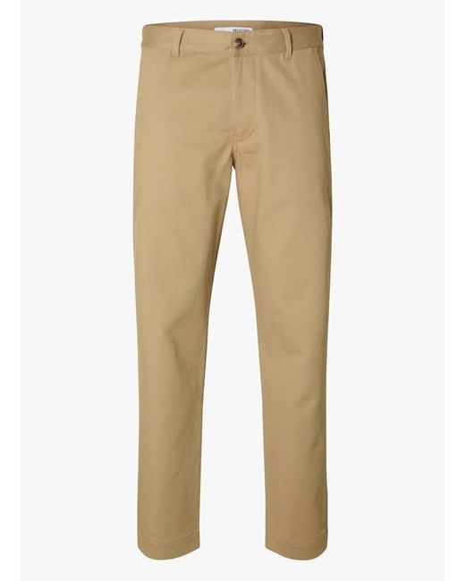 Pantalon Droit En Coton Bio Mélangé SELECTED pour homme en coloris Natural