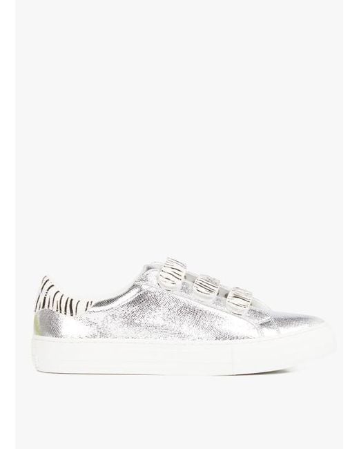 white leather velcro trainers