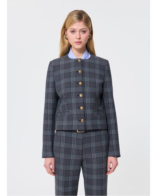 Veste Col Rond Imprimé Carreaux Femme Tara Jarmon en coloris Blue