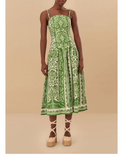 Robe Midi Imprimée En Lin Femme Farm Rio en coloris Green