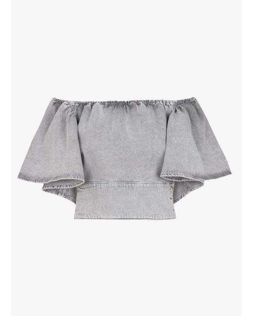 Top Court Col Carré En Coton Femme IRO en coloris Gray