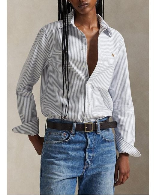 Chemise Ajustée Col Classique En Coton Femme Polo Ralph Lauren en coloris Gray