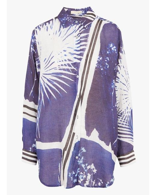 Chemise Oversized En Lin Imprimé Femme Mes Demoiselles en coloris Blue