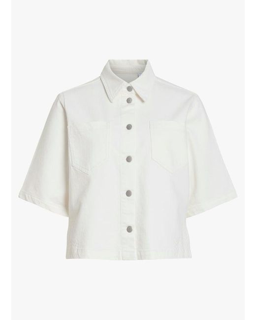 Chemise Droite En Coton Mélangé Femme Vila en coloris White