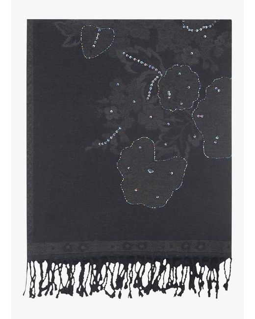 Echarpe À Motif Floral En Laine Gerard Darel en coloris Black