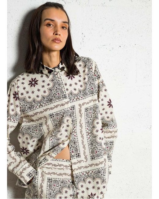 Chemise Oversize En Coton Imprimé Femme Imperial en coloris Gray
