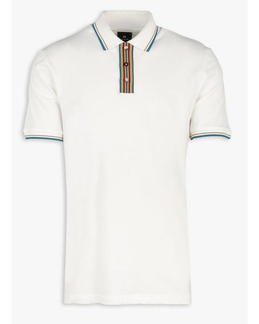 Polo Droit En Coton Bio Mélangé Paul Smith pour homme en coloris White