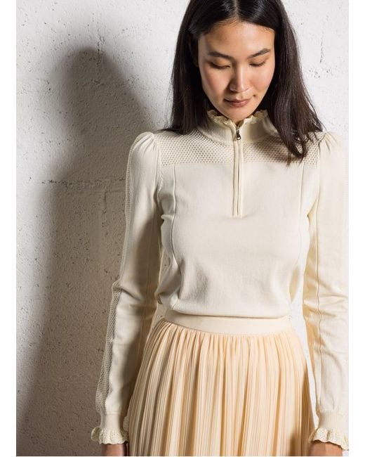 Pull Droit Col Montant En Coton Mélangé Femme Ba&sh en coloris Natural