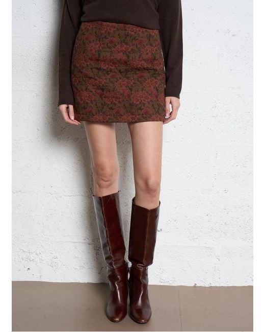 Jupe Courte Droite Matelassée En Coton Femme The Korner en coloris Brown