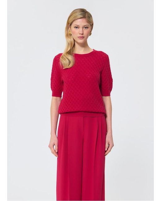 Pull Manches Courtes Maille Fantaisie Femme Tara Jarmon en coloris Red