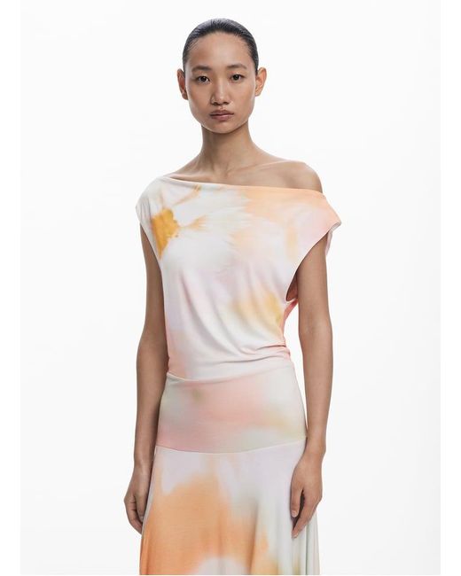 Robe Midi Col V Imprimé Tie And Dye Femme Desigual en coloris Red