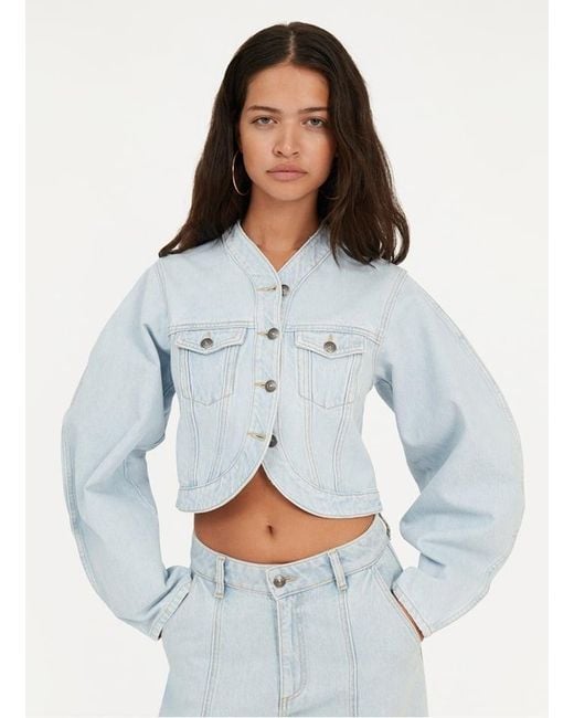 Veste Col V En Denim De Coton Femme ROTATE BIRGER CHRISTENSEN en coloris Blue