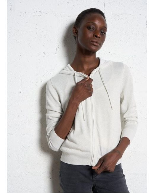Cardigan À Capuche Zippé Femme IKKS en coloris White