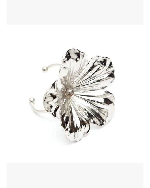 Maxi Bague Fleur Plaqué MONSIEUR SIMONE en coloris White