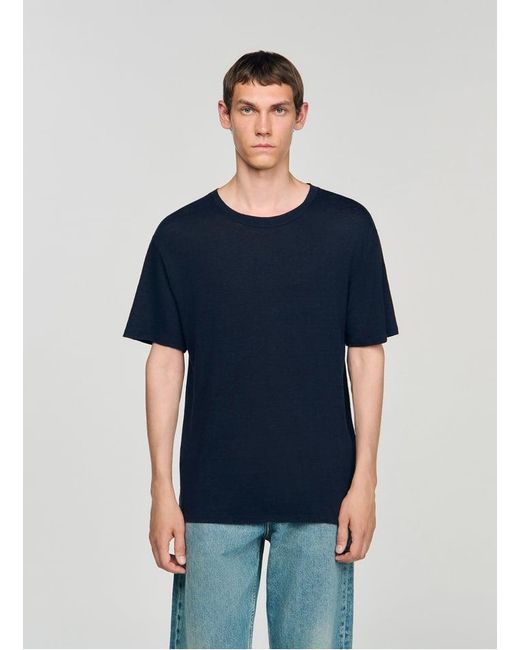Tee-Shirt Col Rond En Lin Sandro pour homme en coloris Blue