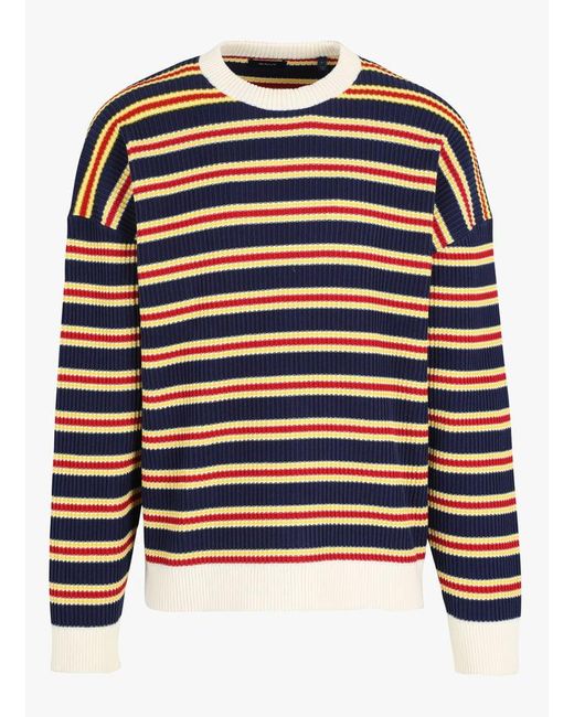 Pull Col Rond Rayé En Coton Gant pour homme en coloris Blue