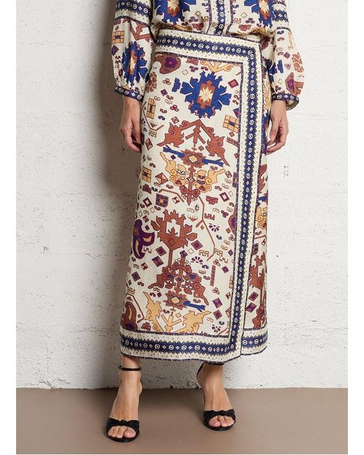 Jupe Midi Portefeuille À Imprimé Femme Ba&sh en coloris Natural