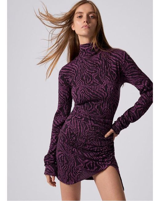 Robe Courte Col Montant Imprimé Femme Desigual en coloris Purple