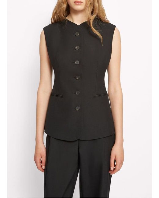 Gilet Tailleur Sans Manches Boutonné Uni Femme Roseanna en coloris Black