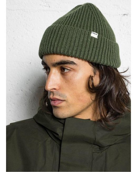 Bonnet Uni À Revers En Maille Solid pour homme en coloris Green