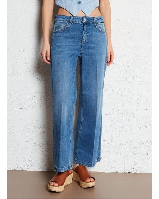 Jean Cropped En Coton Mélangé Femme Liu Jo en coloris Blue