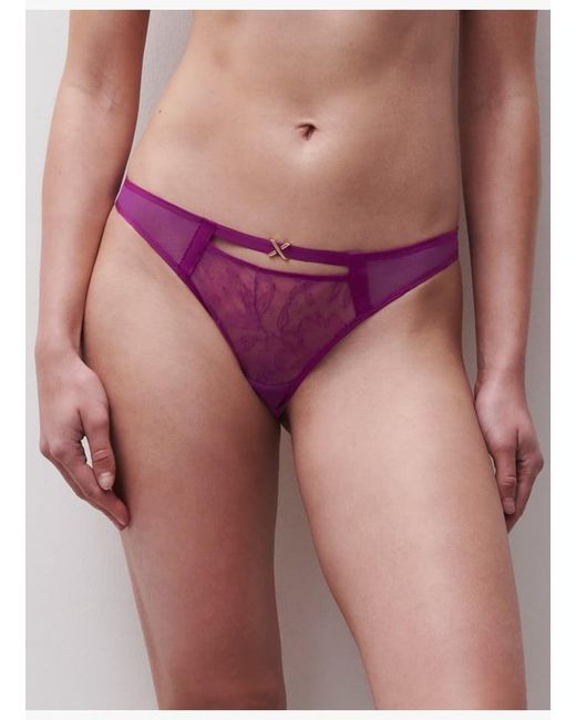 Tanga Avec Dentelle De Leavers Chantelle en coloris Purple