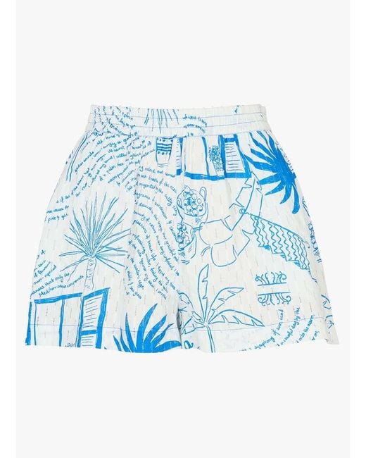 Short Droit En Coton Imprimé Femme Never Fully Dressed en coloris Blue