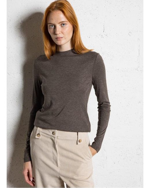 Tee-Shirt Manches Longues Fluide À Col Montant Femme MAISON 123 en coloris Brown