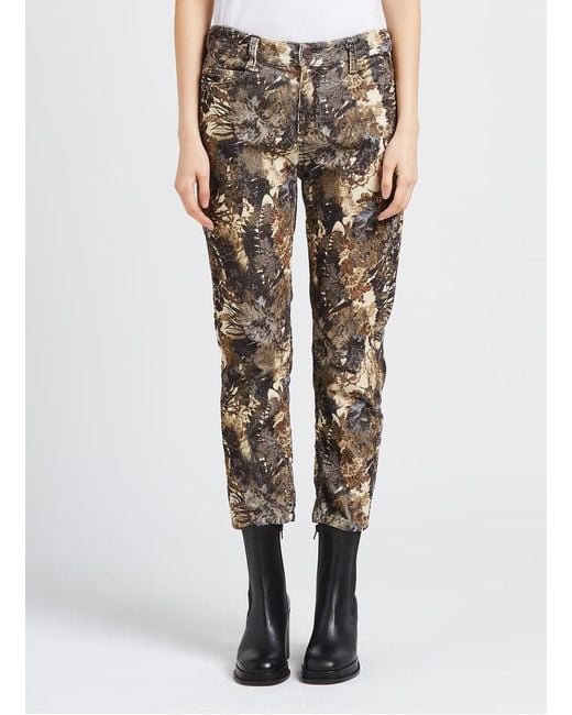 Pantalon Droit En Coton Mélangé Imprimé Femme Please en coloris Multicolor