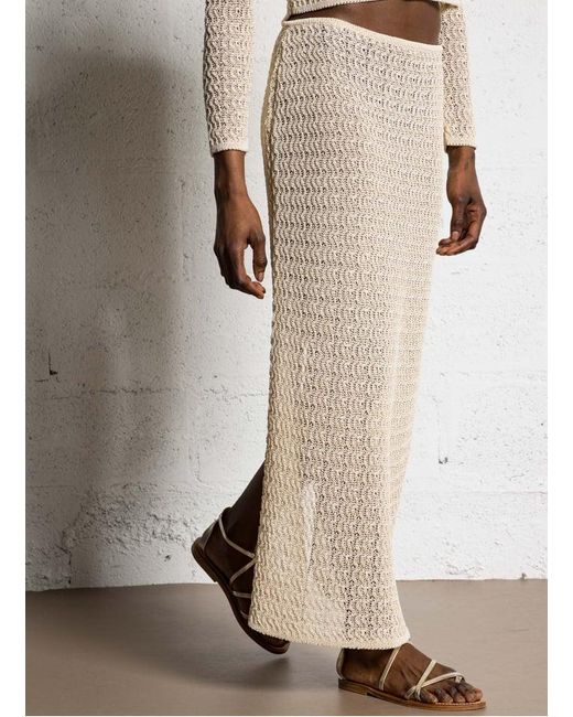 Jupe Midi Droite En Coton Mélangé Femme Ba&sh en coloris Natural