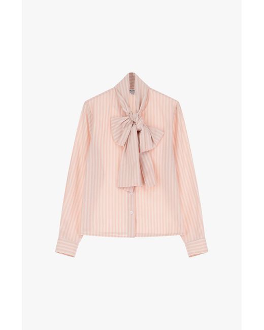 Camicia A Righe Con Maniche Lunghe E Fiocco di Please in Multicolor