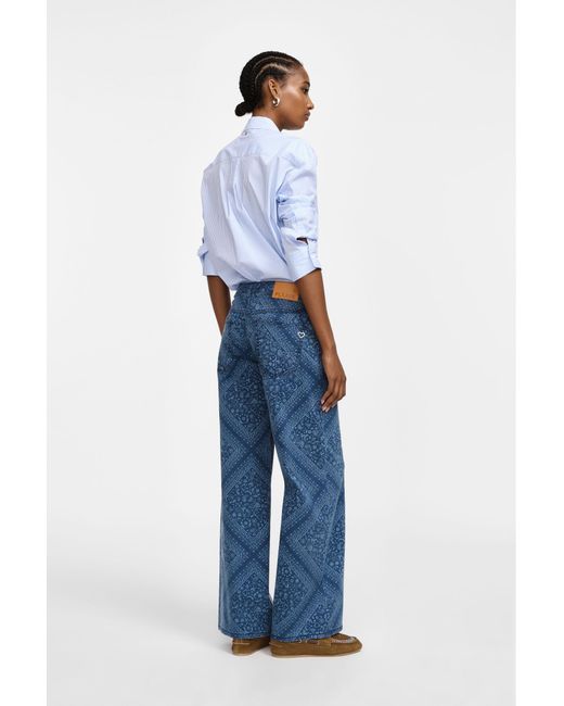 Pantalon Large À Motif Géométrique Please en coloris Blue