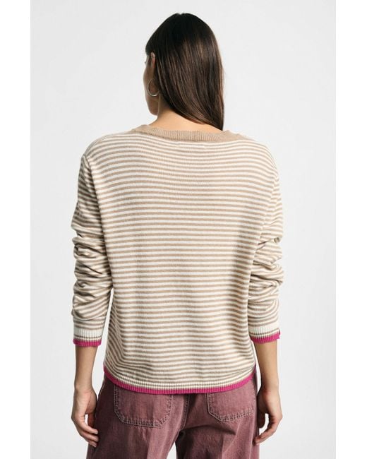 Pull Rayé Avec Finitions Contrastées Please en coloris Natural