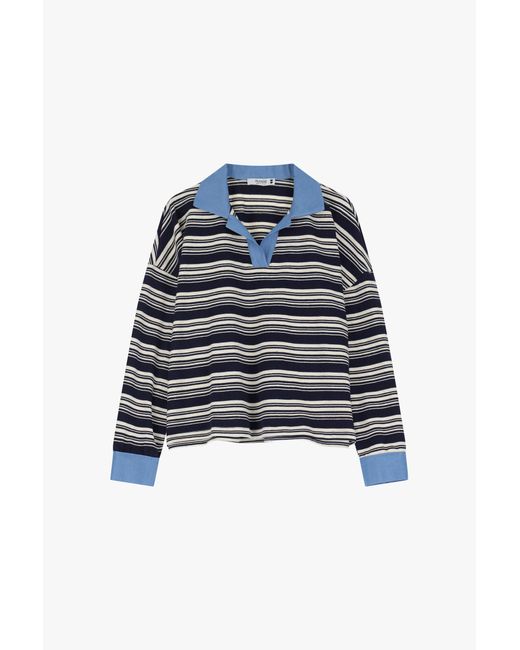 Maglione A Righe Collo Polo di Please in Blue