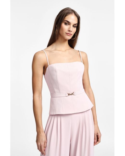 Top Con Cintura Sottile E Scollo Dritto di Please in Pink