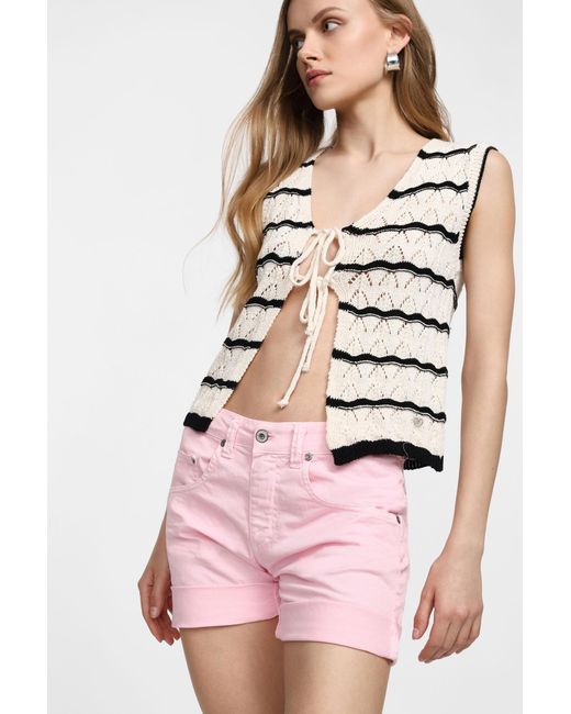 Shorts A Tinta Unita Con Risvolti di Please in Red